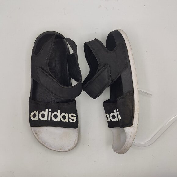 Adidas womens 7 Adilette Sandals G28695 Black White Ankle Strap hook & loop - Picture 1 of 11